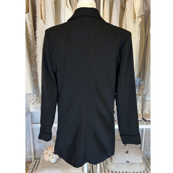 Zenana Women's Size M Black Open Front Classic Sleek Blazer Jacket #0321 - Picture 5 of 13